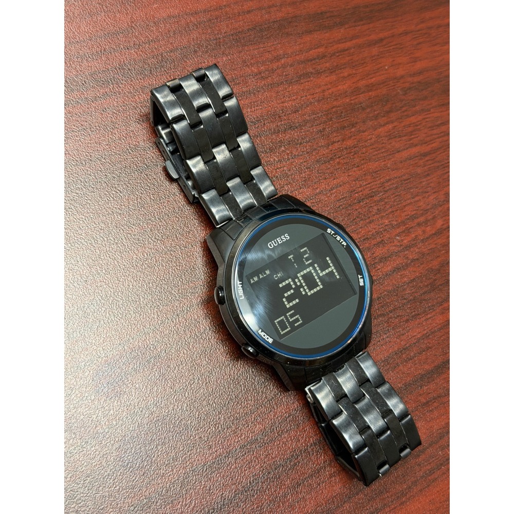 GUESS Men's U0786G2 Black Ion-Plated Digital Chronograph Sport Watch